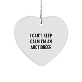 Funny Auctioneer Gifts, I Can't Keep Calm I'm An Auctioneer Heart Ornament, Unique Christmas Unique Gifts for Men, Women, Friends, Coworkers, Family - Image 1